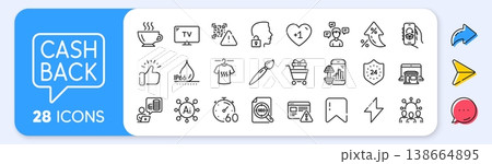 Internet warning, Dry t-shirt and Conversation messages line icons. Interest rate, AI generate, Inflation icons. Pack of Unlock system, Tv, Shopping trolley icon. Vector Internet warning, Dry t-shirt and Conversation messages line icons. Interest rate, AI generate, Inflation icons. Pack of Unlock system, Tv, Shopping trolley icon. Vector 138664895