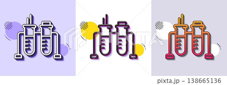 Chemistry beaker line icon. Halftone dotted pattern. Gradient icon with grain shadow. Laboratory flask sign. Analysis lab symbol. Line chemistry beaker icon. Various designs. Vector 138665136