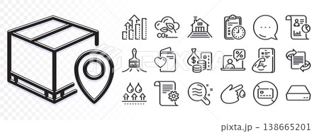 Terrace, Fitness and Exam time line icons for web app. Glare of light effect. Message icon. Pack of Technical documentation, No card, Online tax pictogram icons. Vector 138665201