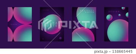 Gradient tech background and poster abstract shape with circle technology post. Design pattern purple and gradient conference geometric with template vector tech. Professional gradient modern. 138665445