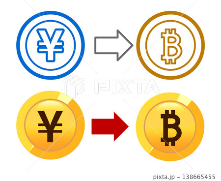 ビットコインと円のコインのシンプルなアイコン 138665455