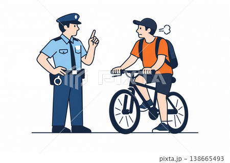 警察官と自転車 138665493