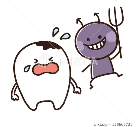 歯と虫歯菌のイラスト 歯と虫歯菌のイラスト 138665723