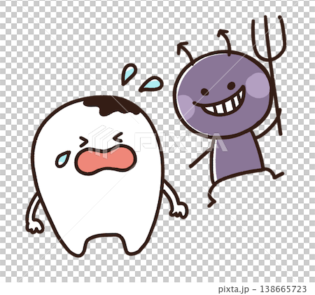 歯と虫歯菌のイラスト 歯と虫歯菌のイラスト 138665723