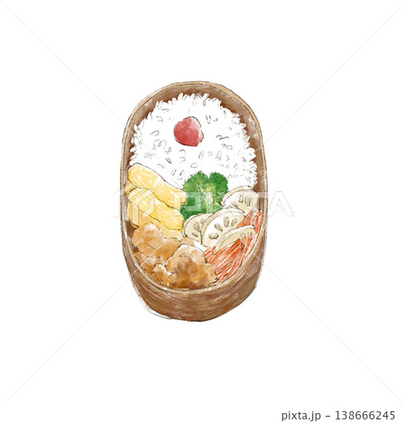 曲げわっぱに入ったお弁当のイラスト 曲げわっぱに入ったお弁当のイラスト 138666245