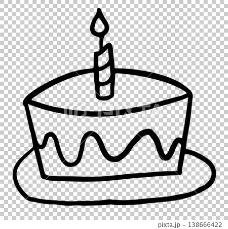 Hand drawn birthday cake with candle outline for kid colouring book, painting, sweet dessert, cafe, restaurant, menu, recipe, baking book, food, card, party, bakery, pastry, brunch, vegan cake shop Hand drawn birthday cake with candle outline for kid colouring book, painting, sweet dessert, cafe, restaurant, menu, recipe, baking book, food, card, party, bakery, pastry, brunch, vegan cake shop 138666422
