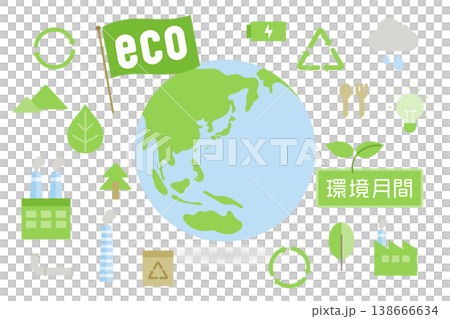 環境月間・エコ・サステナブルのイラストセット SDGsや地球アイコンのベクター素材 138666634
