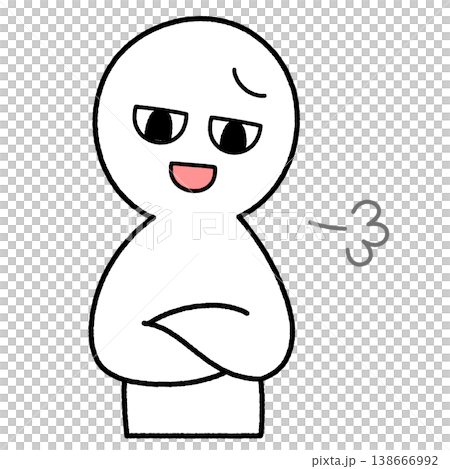 見下した表情をしている白い人物のイラスト 見下した表情をしている白い人物のイラスト 138666992