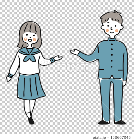 一男一女身穿制服，用手勢指引方向。 138667046