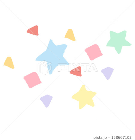 ふわふわパステルバースデー｜星の紙吹雪(星、四角、三角)　幼稚園・保育園向け 138667102