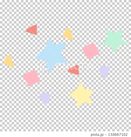 ふわふわパステルバースデー｜星の紙吹雪(星、四角、三角)　幼稚園・保育園向け 138667102