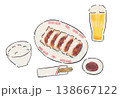 ギョーザと生ビールの手描きイラスト ギョーザと生ビールの手描きイラスト 138667122