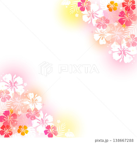 ハイビスカスのかわいいフレーム1_正方形 138667288