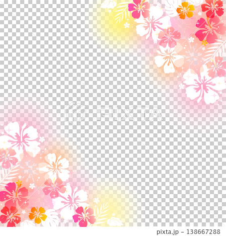 ハイビスカスのかわいいフレーム1_正方形 138667288