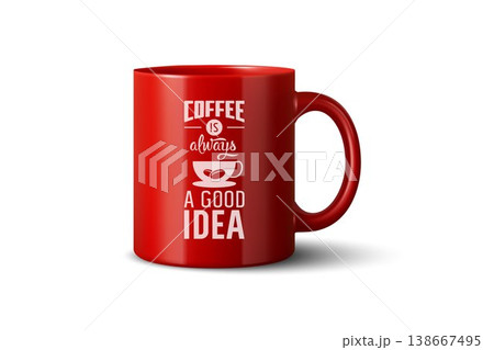 Vector 3d Realistic Red Coffee Mug Mockup with Vintage Typography Print. Ceramic Cup for Branding and Merch Design. Realistic 3d Vector Illustration Isolated Vector 3d Realistic Red Coffee Mug Mockup with Vintage Typography Print. Ceramic Cup for Branding and Merch Design. Realistic 3d Vector Illustration Isolated 138667495