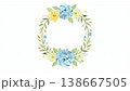 水彩に咲く青と黄のリース 138667505