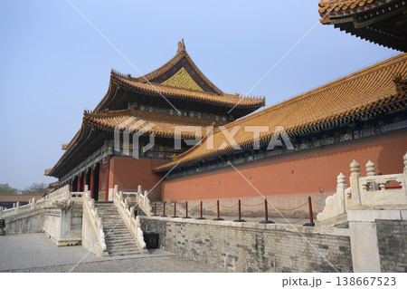 Fragment of the ancient Imperial Palace of the 15th century in the Forbidden City in Beijing, China 138667523