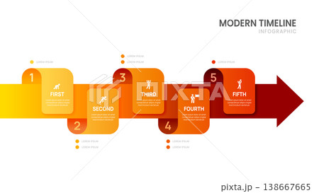 5 Step Arrow Business Infographic Template for Process Presentation and Strategy Planning Vector Illustration. 138667665