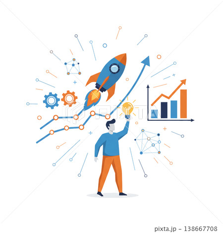 スタートアップ・起業・イノベーションのフラットイラスト 138667708