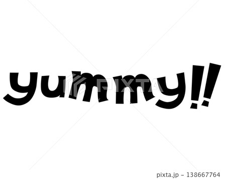 手描き風カクカク文字「yummy!!」白背景 タイポグラフィ 手描き風カクカク文字「yummy!!」白背景 タイポグラフィ 138667764
