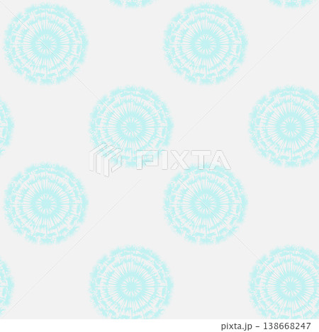 Blue dandelion seed mandala pattern on white background 138668247