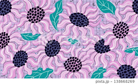 Bright and cheerful pattern with lemon yellow sunflowers background 138668269