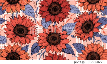 Bright and cheerful pattern with lemon yellow sunflowers background 138668270