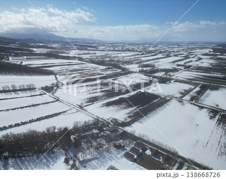斜里町ウナベツスキー場の上空から空撮 斜里町ウナベツスキー場の上空から空撮 138668726