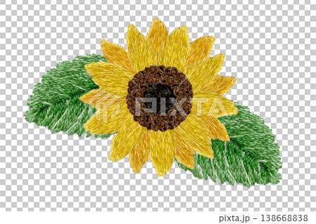 【ひまわり】手刺繍イラスト素材 138668838