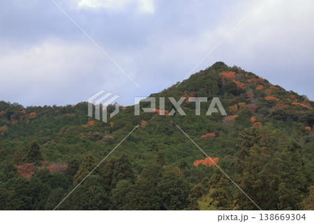 緑の中に紅葉が見える日本の山(横長) 緑の中に紅葉が見える日本の山(横長) 138669304