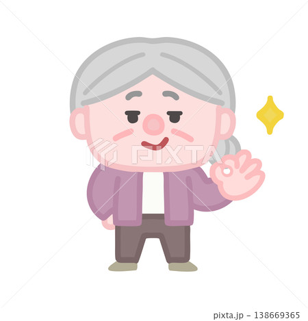 OKとニヤリと笑うおばあさん 138669365