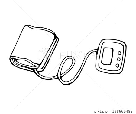 Hand Drawn Blood Pressure Monitor Medical Device Doodle Illustration Hand Drawn Blood Pressure Monitor Medical Device Doodle Illustration 138669488
