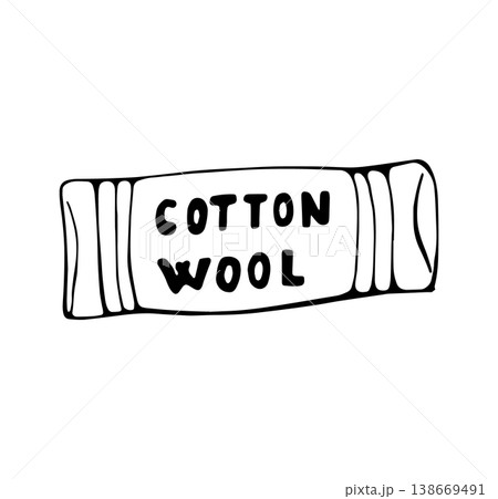 Medical Cotton Roll Doodle Illustration Healthcare Hygiene Concept Medical Cotton Roll Doodle Illustration Healthcare Hygiene Concept 138669491