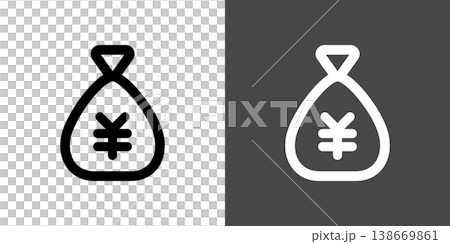 シンプルなお金の袋のアイコンイラスト シンプルなお金の袋のアイコンイラスト 138669861