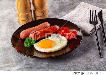 Breakfast with egg and sausages Breakfast with egg and sausages 138670158