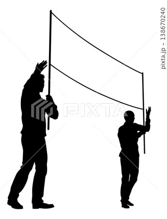 Banner Silhouette Protestors at March Rally Strike Banner Silhouette Protestors at March Rally Strike 138670240