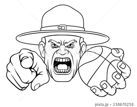 Drill Instructor Sergeant Basketball Sports Mascot 138670258