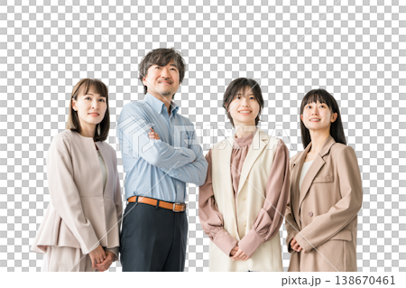 Businessmen and businesswomen lined up in the corridor of an office building 138670461