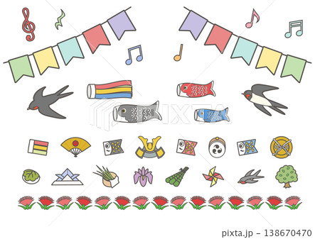 5月に使えるかわいい飾り罫のセット 138670470