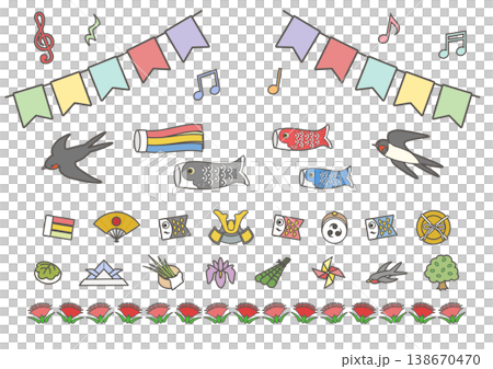 5月に使えるかわいい飾り罫のセット 138670470