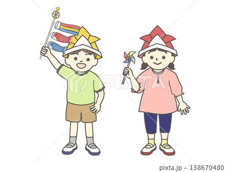 こどもの日の男の子と女の子のイラスト 138670480