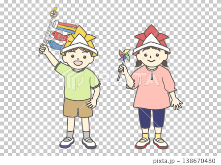 こどもの日の男の子と女の子のイラスト 138670480