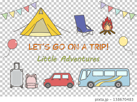 おしゃれな旅の手描き風イラスト おしゃれな旅の手描き風イラスト 138670483