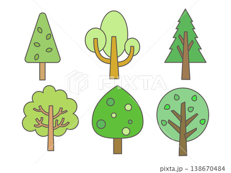 いろいろな木のイラストセット いろいろな木のイラストセット 138670484