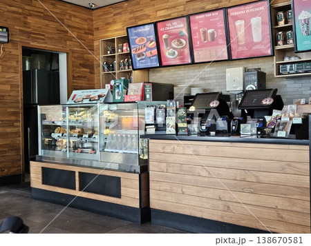 this is food and drink display at cafe restaurant. this is food and drink display at cafe restaurant. 138670581