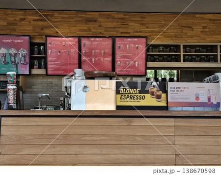 this is food and drink display at cafe restaurant. 138670598