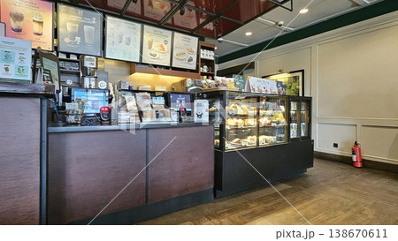 this is food and drink display at cafe restaurant. this is food and drink display at cafe restaurant. 138670611