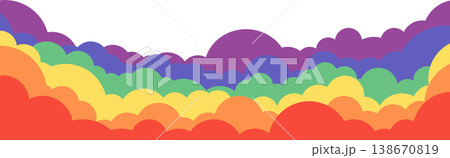 Vibrant Rainbow Clouds Border Illustration, Layered Abstract Cloudscape Background, Colorful Sky Frame for LGBTQA+ Pride and Creative Design Vibrant Rainbow Clouds Border Illustration, Layered Abstract Cloudscape Background, Colorful Sky Frame for LGBTQA+ Pride and Creative Design 138670819