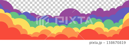Vibrant Rainbow Clouds Border Illustration, Layered Abstract Cloudscape Background, Colorful Sky Frame for LGBTQA+ Pride and Creative Design Vibrant Rainbow Clouds Border Illustration, Layered Abstract Cloudscape Background, Colorful Sky Frame for LGBTQA+ Pride and Creative Design 138670819