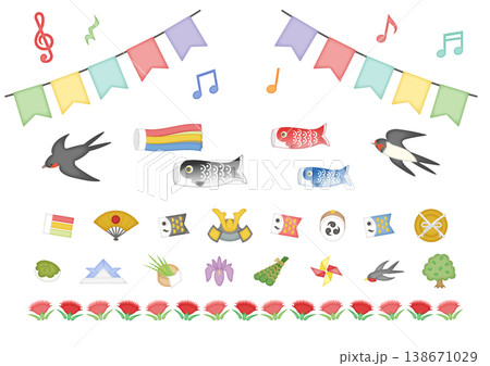 5月に使えるかわいい飾り罫のセット 138671029